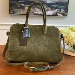 Viral Tok Tik Margaux Claudia Firenze Tote Bag Olive Green Suede NWT